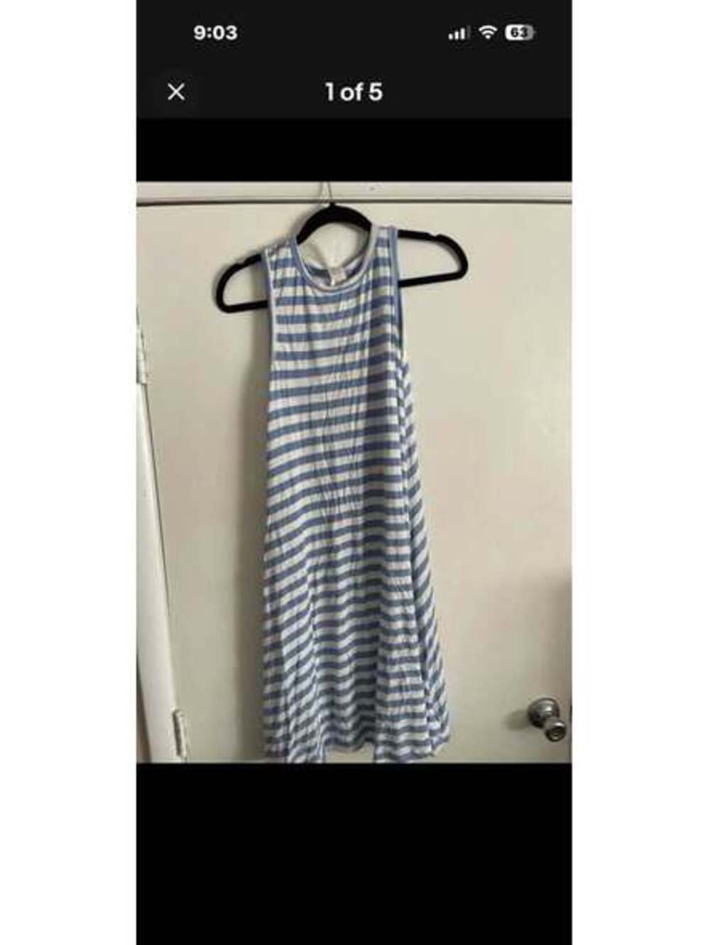 Honey & Lace Blue White Striped Sleeveless Dress S with pockets
